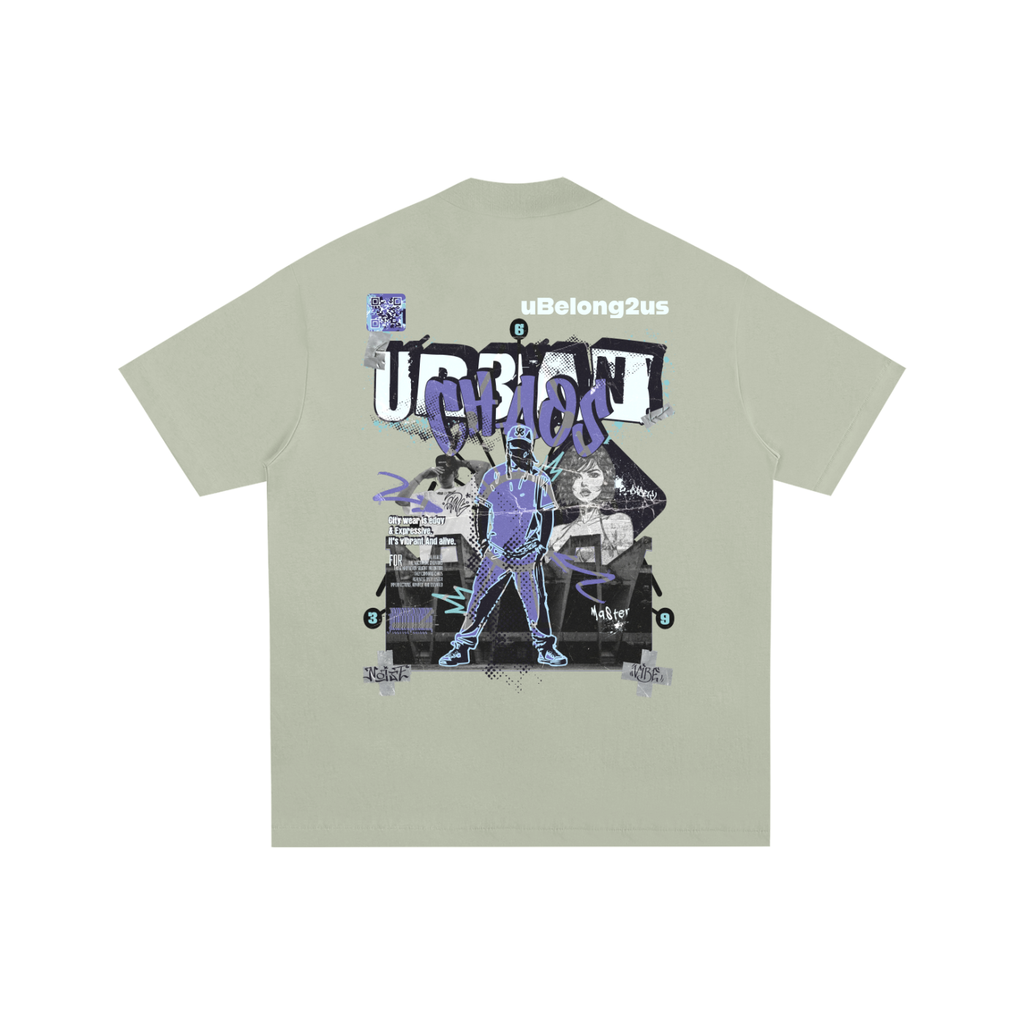 essential,qr music t-shirt,qr beatee,oversized,premium,urban chaos,effected