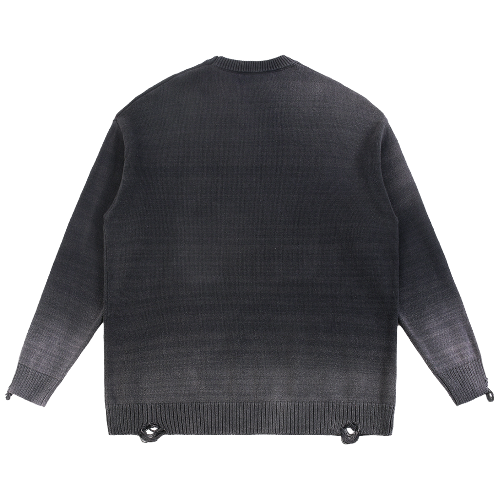 Sun Fade Distressed Ripped Crew-neck Sweatshirt
