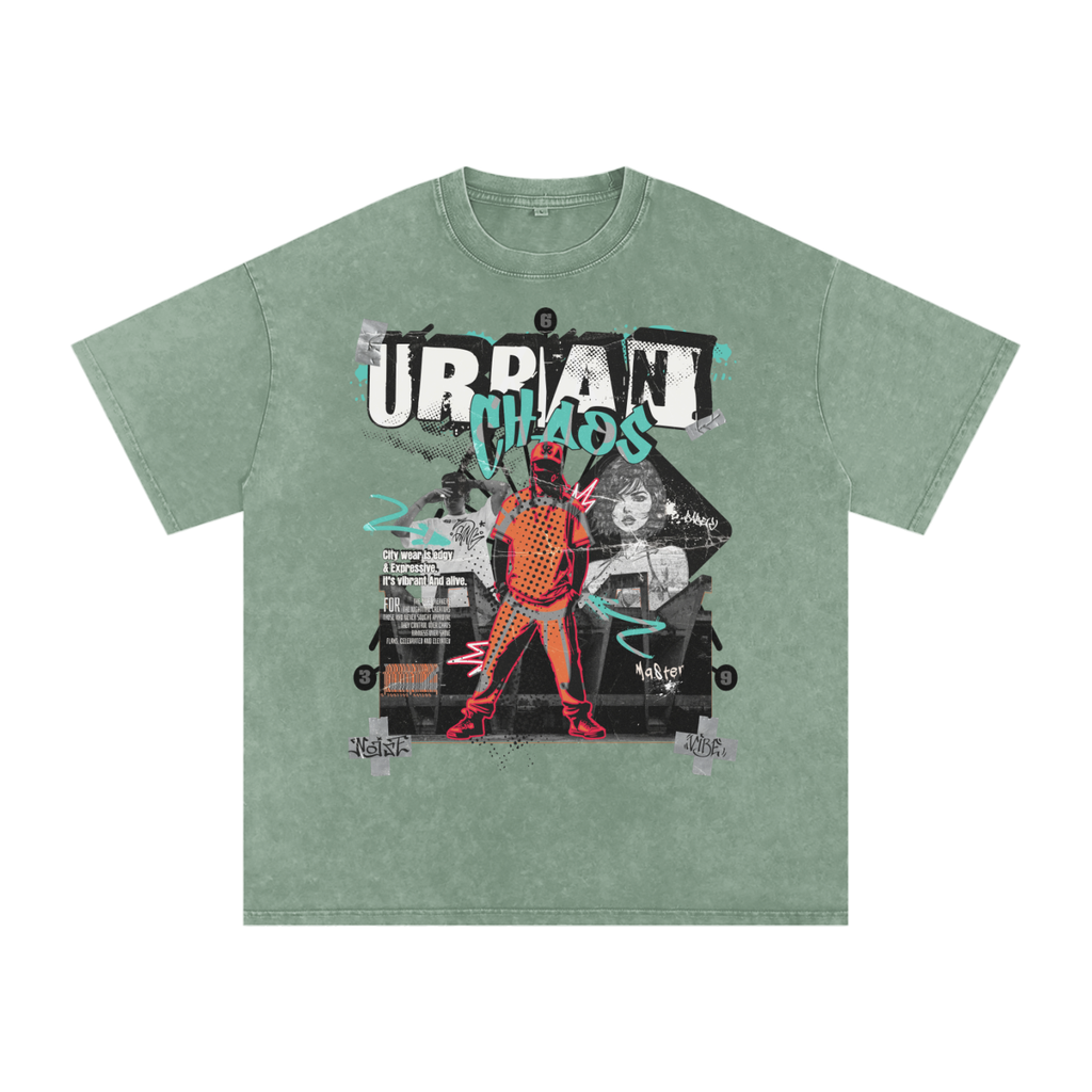 #urban chaos,acid wash t-shirt,qr t-shirt,qr music t-shirt,oversized,oversized t-shirt,oversized effected t-shirt