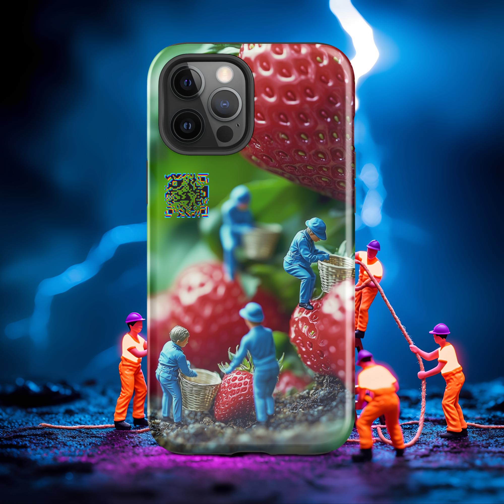 Tiny Workers™ – Giant Strawberry – Limited QR Music Case for iPhone® – Tough | Glossy – Phone Case | QR Music Drop by uBelong2.us | Variant: iPhone 12 Pro Max