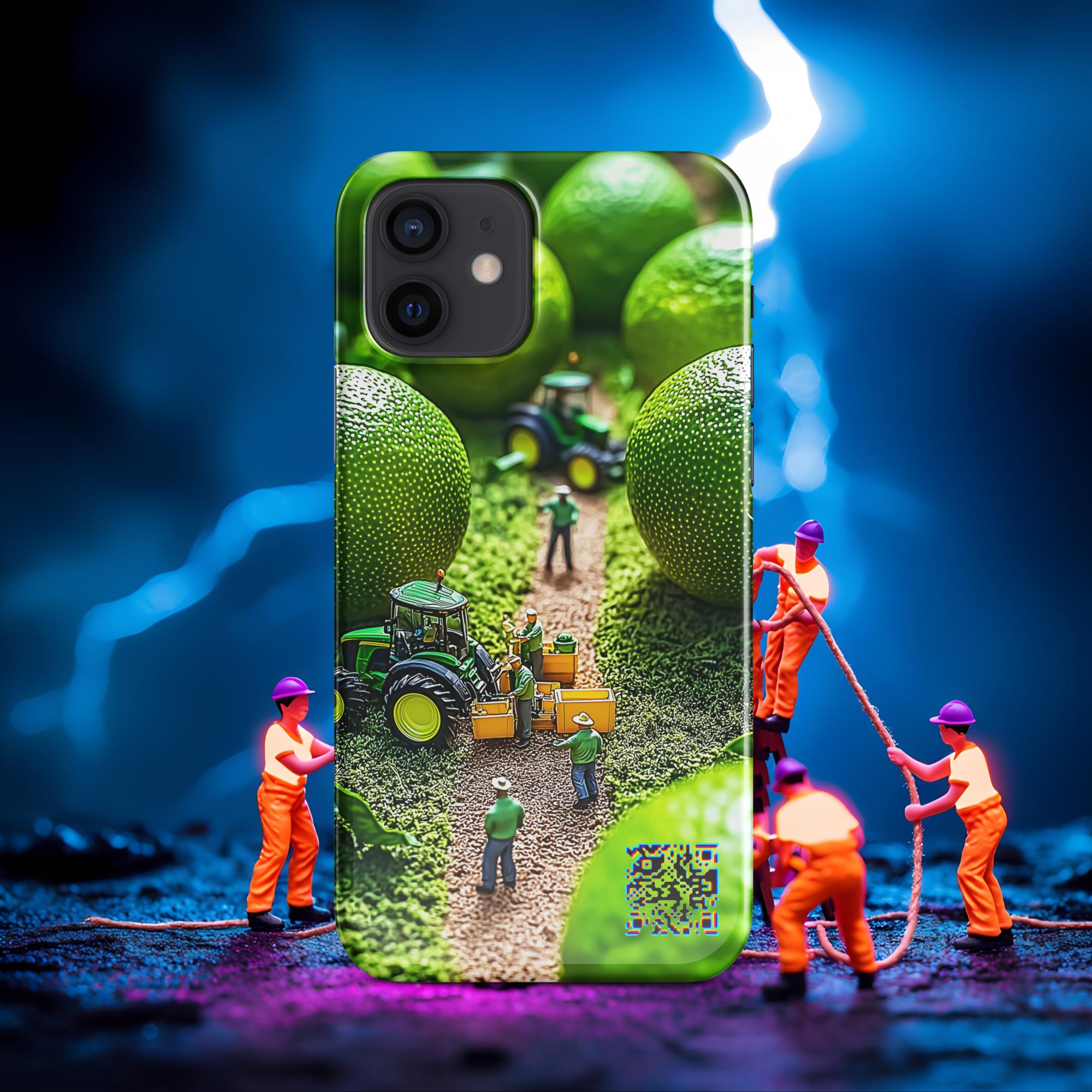 Tiny Workers™ – Lime Garden – Limited QR Music Case for iPhone® – Snap | Glossy – Phone Case | QR Music Drop by uBelong2.us | Variant: iPhone 12