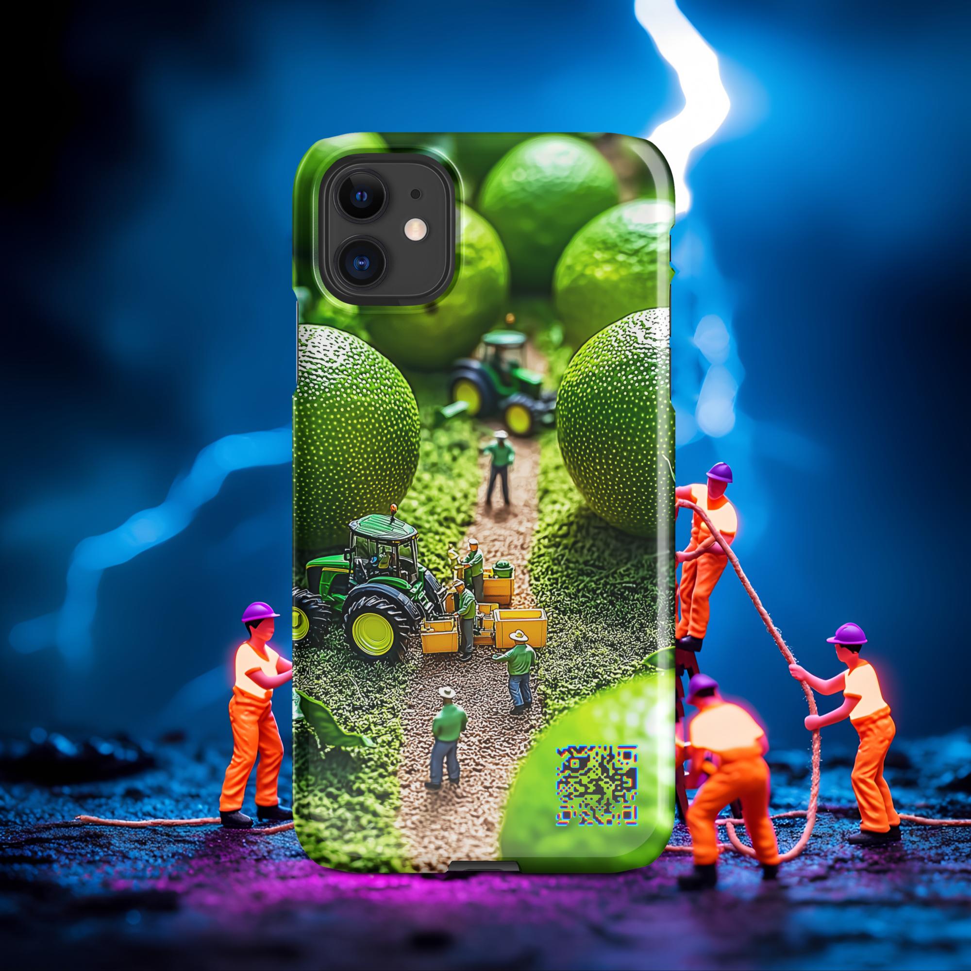 Tiny Workers™ – Lime Garden – Limited QR Music Case for iPhone® – Snap | Glossy – Phone Case | QR Music Drop by uBelong2.us | Variant: iPhone 11