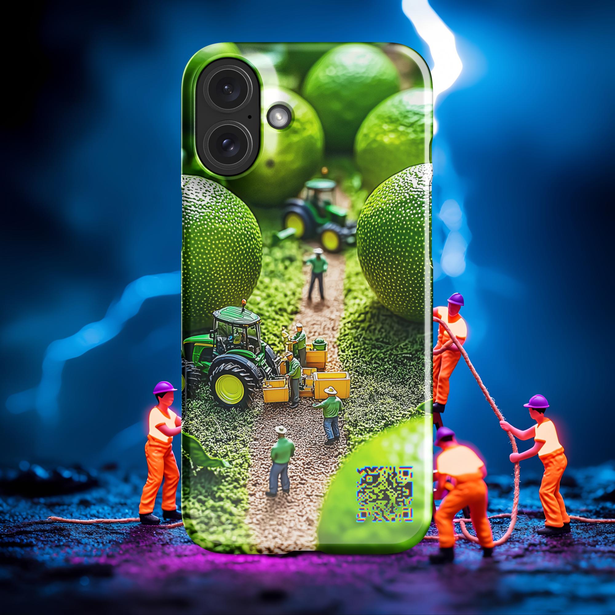 Tiny Workers™ – Lime Garden – Limited QR Music Case for iPhone® – Snap | Glossy – Phone Case | QR Music Drop by uBelong2.us | Variant: iPhone 16 Plus