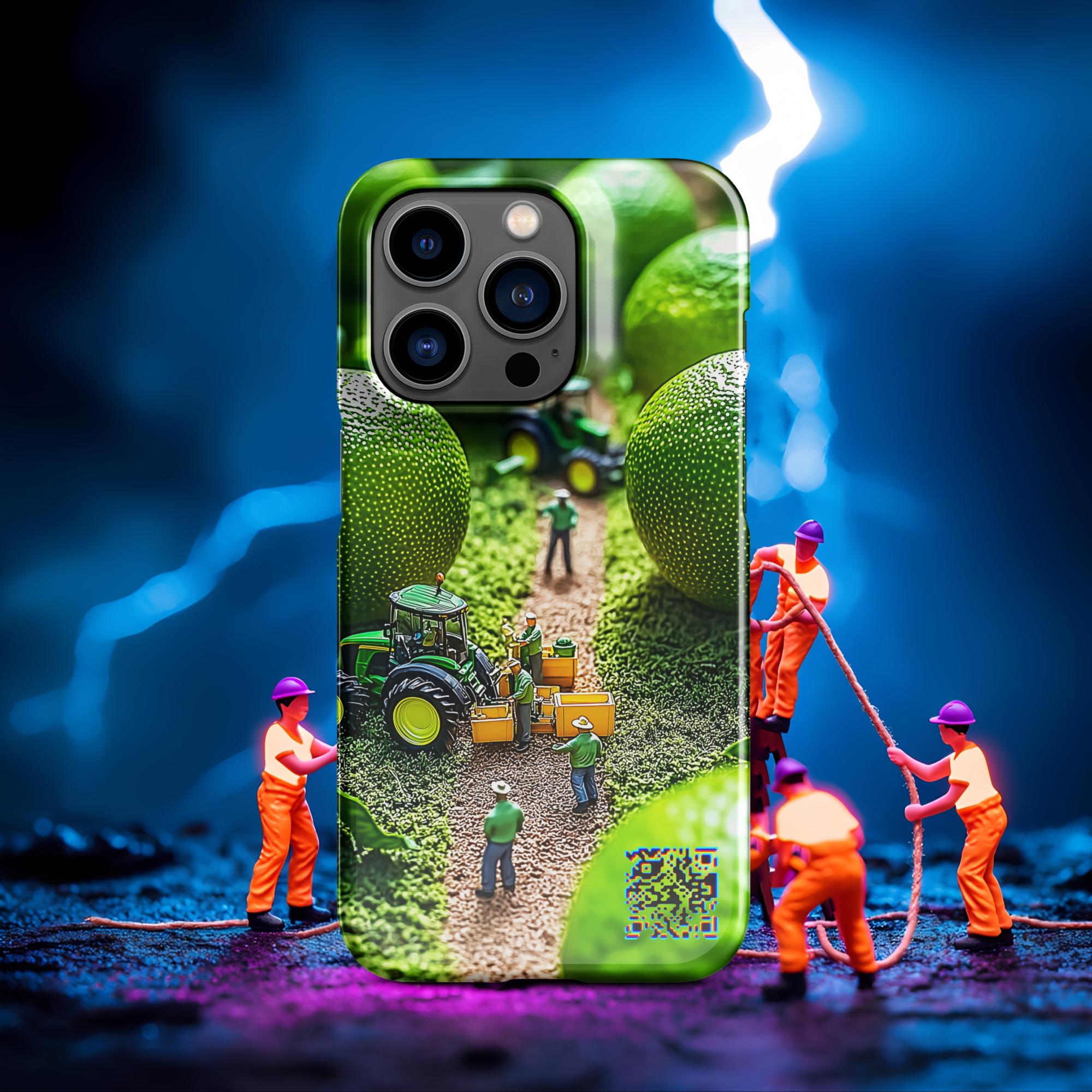 Tiny Workers™ – Lime Garden – Limited QR Music Case for iPhone® – Snap | Glossy – Phone Case | QR Music Drop by uBelong2.us | Variant: iPhone 14 Pro