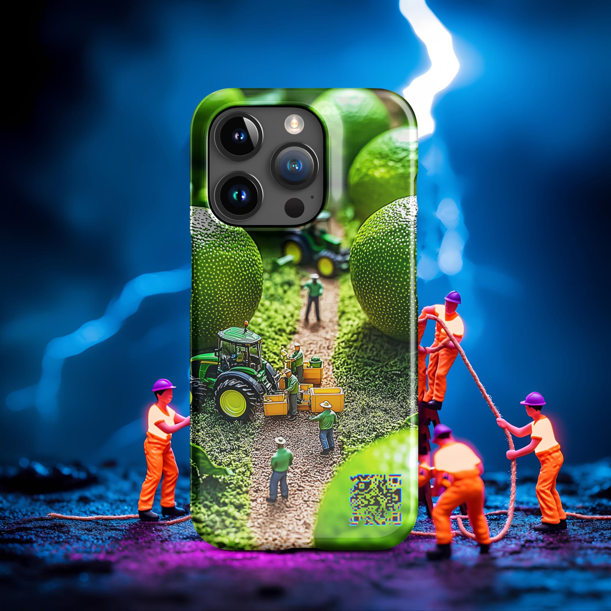 Tiny Workers™ – Lime Garden – Limited QR Music Case for iPhone® – Snap | Glossy – Phone Case | QR Music Drop by uBelong2.us | Variant: iPhone 15 Pro