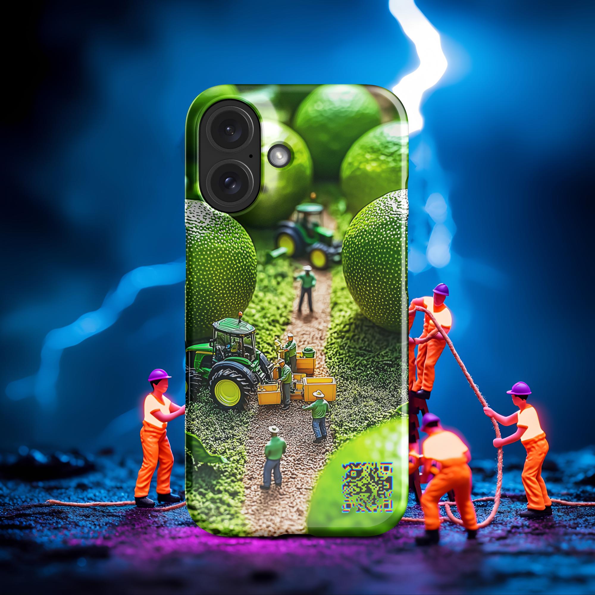 Tiny Workers™ – Lime Garden – Limited QR Music Case for iPhone® – Snap | Glossy – Phone Case | QR Music Drop by uBelong2.us | Variant: iPhone 16