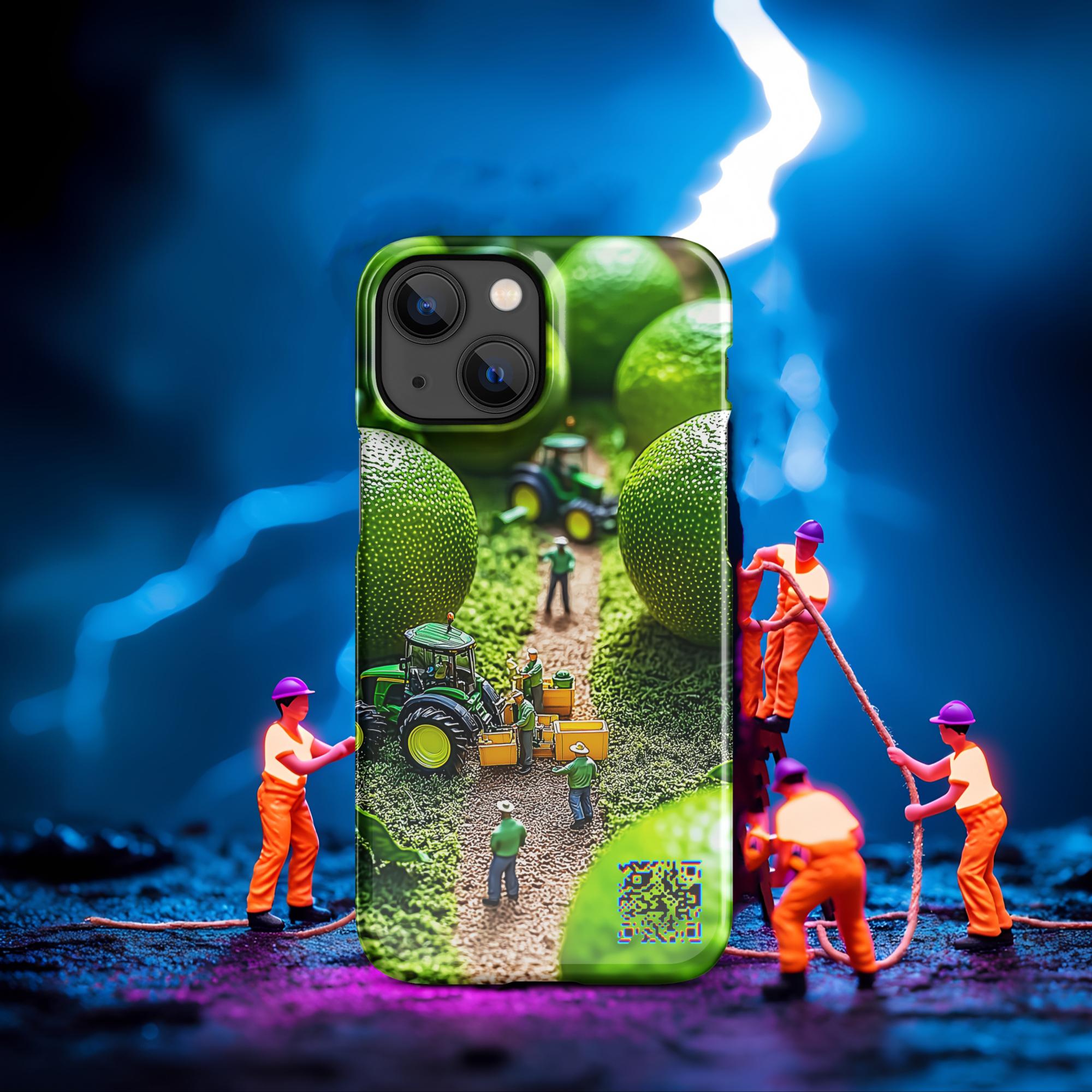 Tiny Workers™ – Lime Garden – Limited QR Music Case for iPhone® – Snap | Glossy – Phone Case | QR Music Drop by uBelong2.us | Variant: iPhone 13 Mini