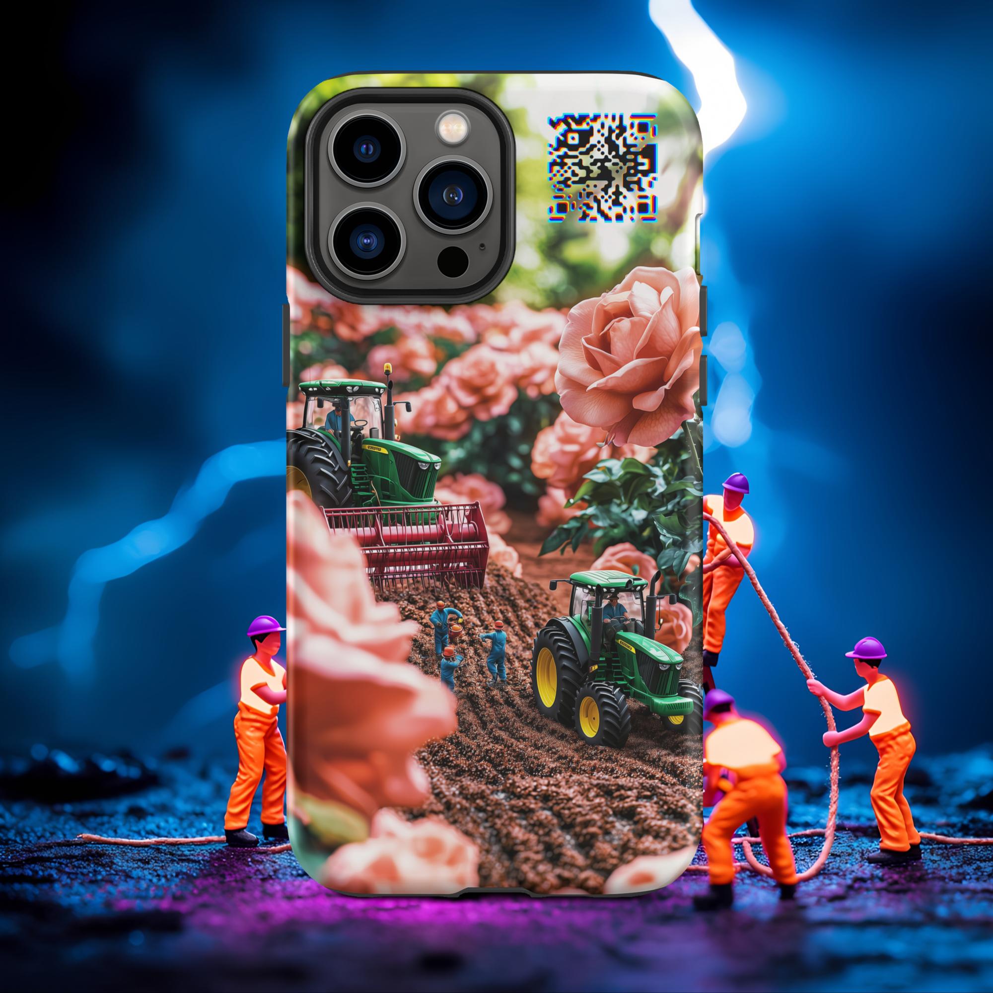 Tiny Workers™ – Pastel Rose Garden – Limited QR Music Case for iPhone® – Tough | Matte – Phone Case | QR Music Drop by uBelong2.us | Variant: iPhone 13 Pro Max