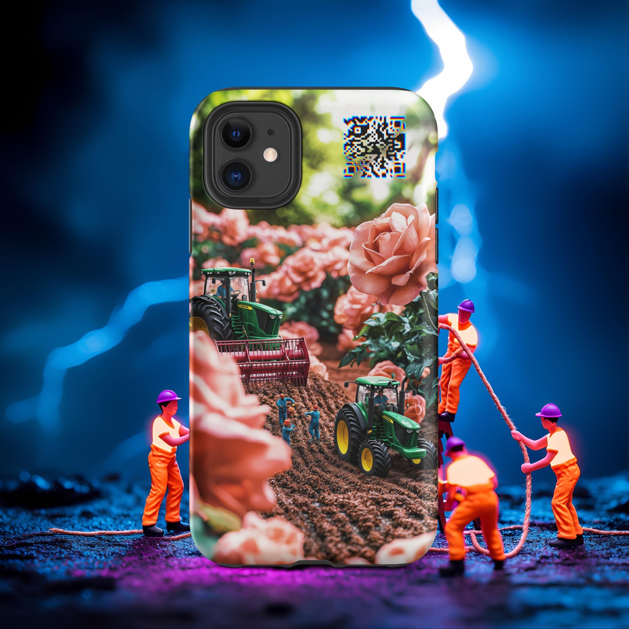 Tiny Workers™ – Pastel Rose Garden – Limited QR Music Case for iPhone® – Tough | Matte – Phone Case | QR Music Drop by uBelong2.us | Variant: iPhone 11