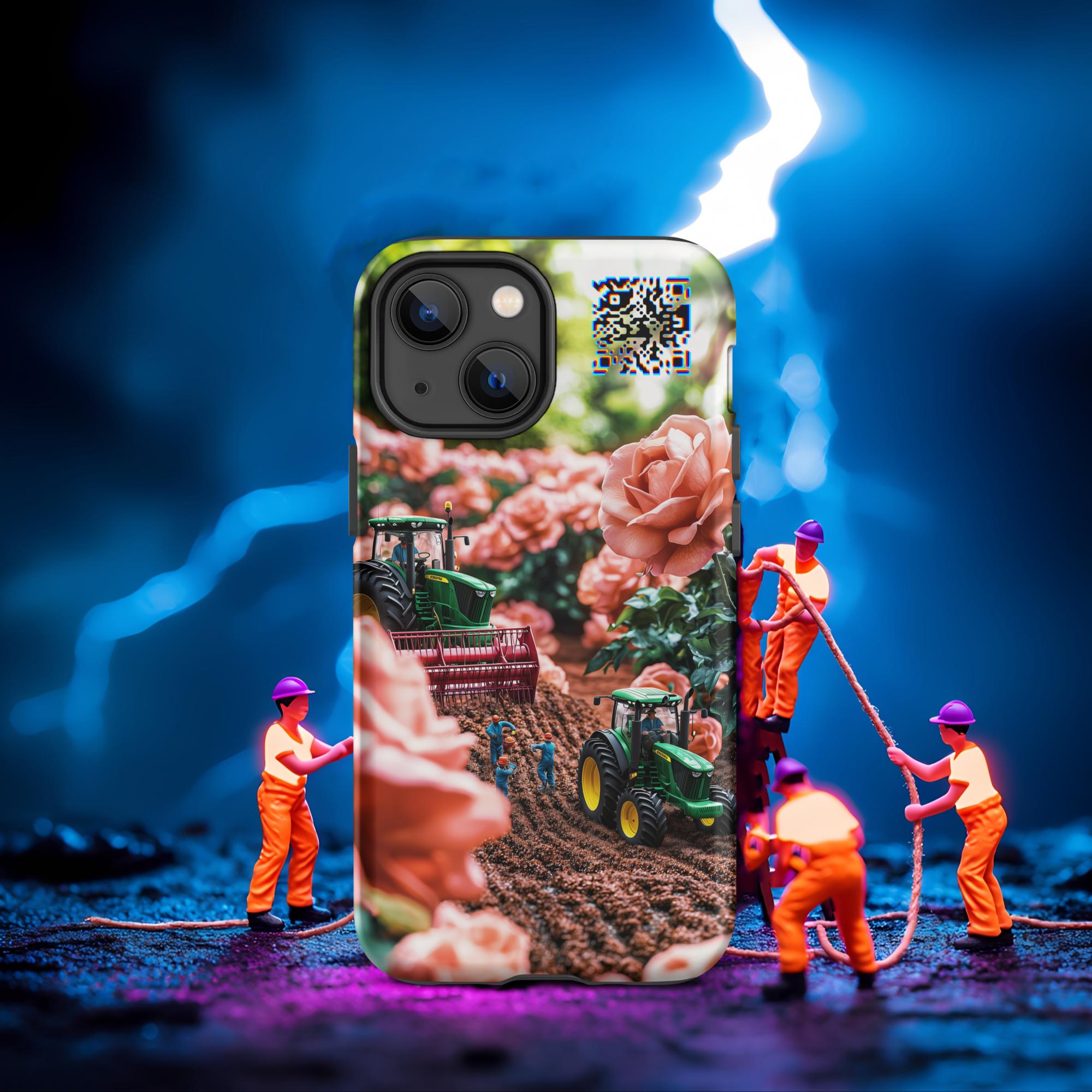 Official Mini - Workers – Pastel Rose Garden – Limited Edition – QR Music iPhone® Case – Tough | Matte - uBelong2.usPhone CaseuBelong2.usiPhone 13 miniProduct mockup