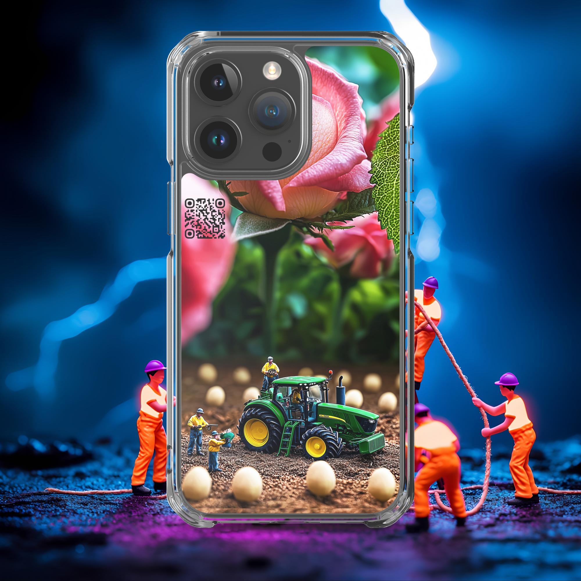 Tiny Workers™ – Giant Rose – Limited QR Music Case for iPhone® | FlexSafe™ – Phone Case | QR Music Drop by uBelong2.us | Variant: iPhone 15 Pro Max