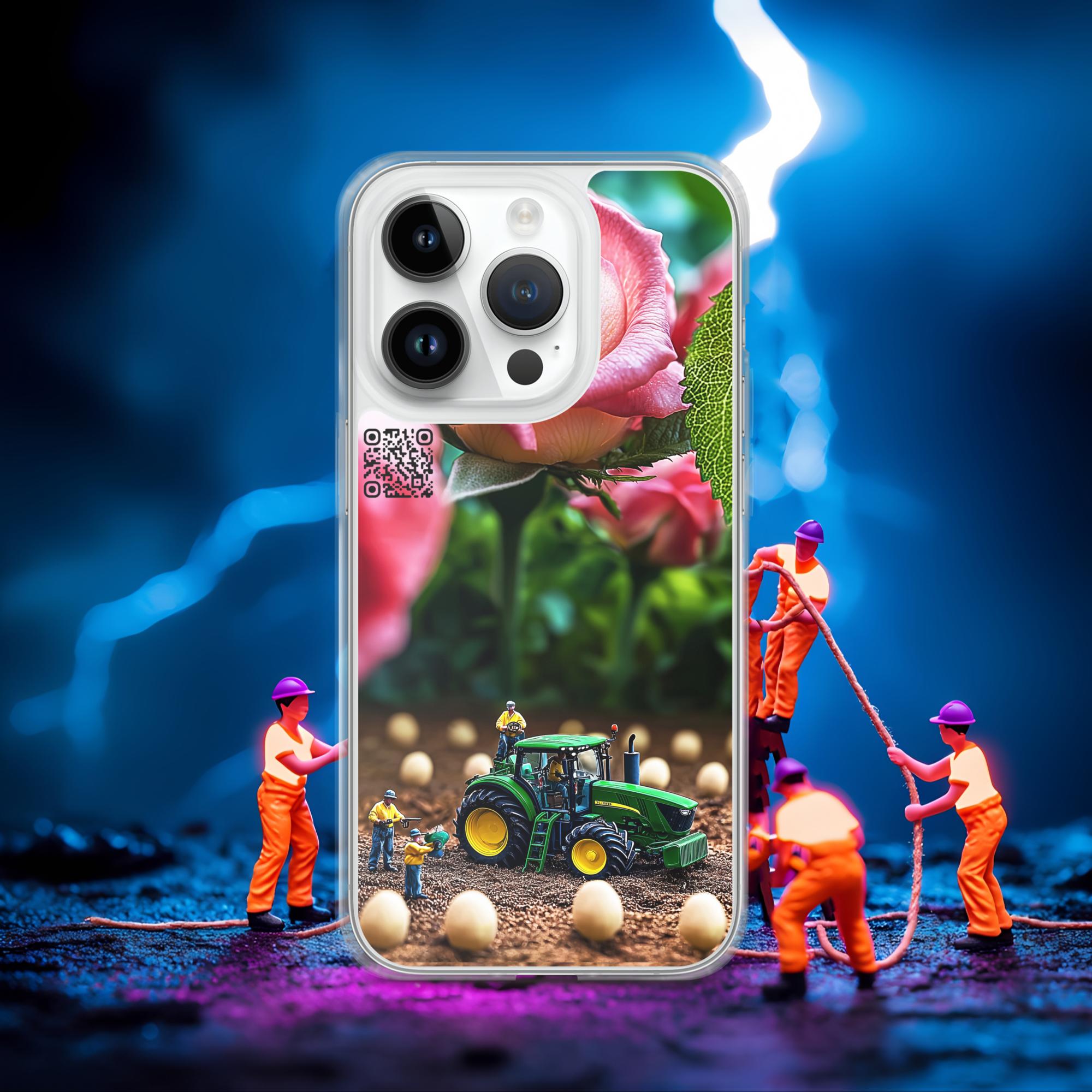 Tiny Workers™ – Giant Rose – Limited QR Music Case for iPhone® | FlexSafe™ – Phone Case | QR Music Drop by uBelong2.us | Variant: iPhone 14 Pro