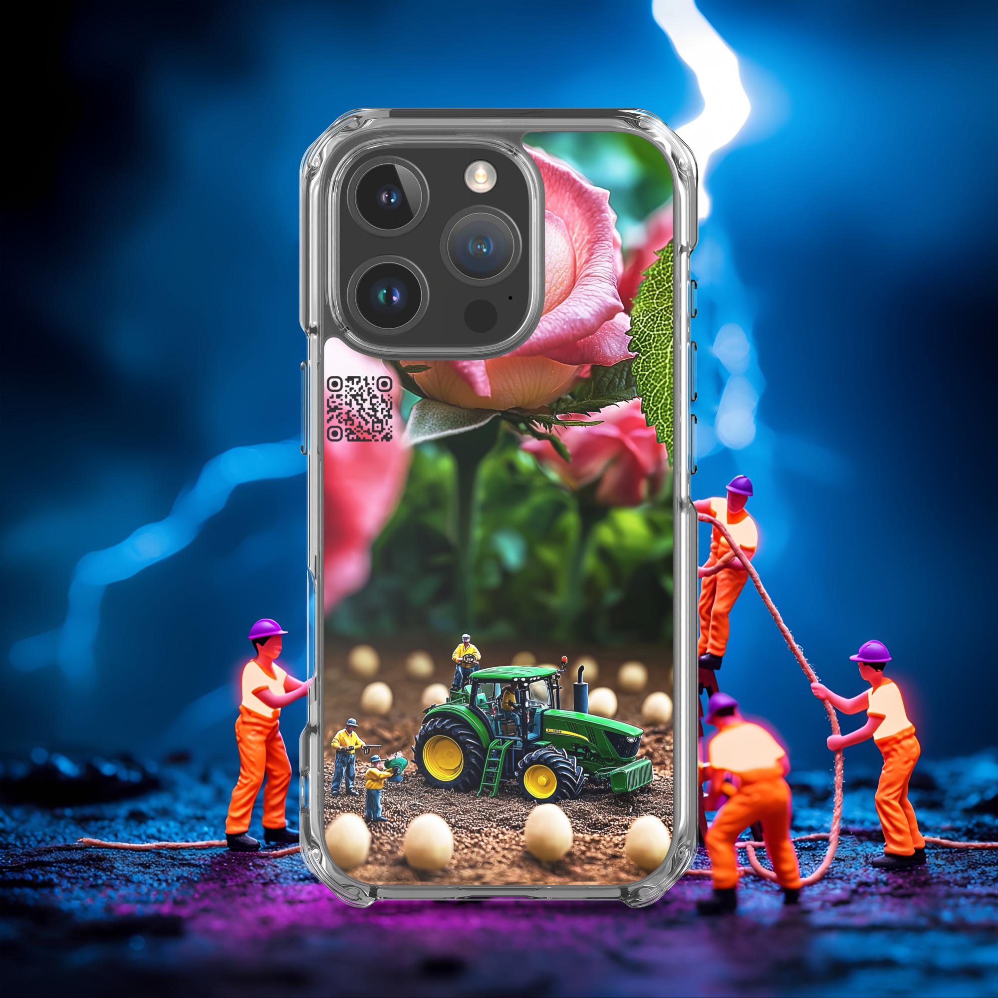 Tiny Workers™ – Giant Rose – Limited QR Music Case for iPhone® | FlexSafe™ – Phone Case | QR Music Drop by uBelong2.us | Variant: iPhone 16 Pro