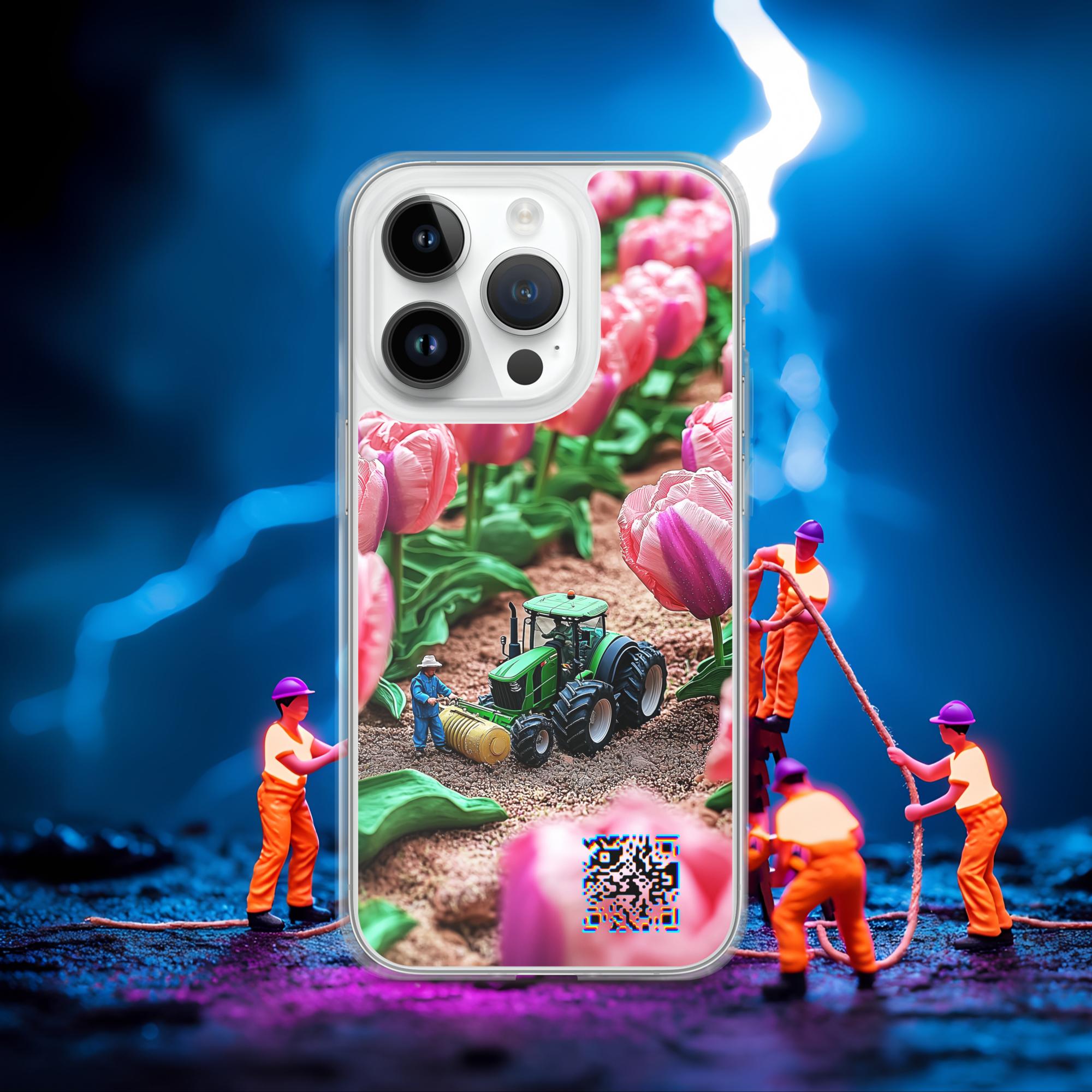 Tiny Workers™ – Spring Tulipans – Limited QR Music Case for iPhone® | FlexSafe™ – Phone Case | QR Music Drop by uBelong2.us | Variant: iPhone 14 Pro
