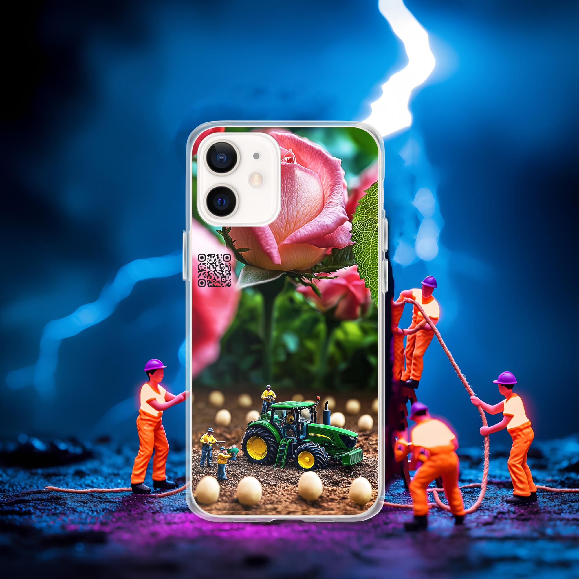 Tiny Workers™ – Giant Rose – Limited QR Music Case for iPhone® | FlexSafe™ – Phone Case | QR Music Drop by uBelong2.us | Variant: iPhone 12 mini