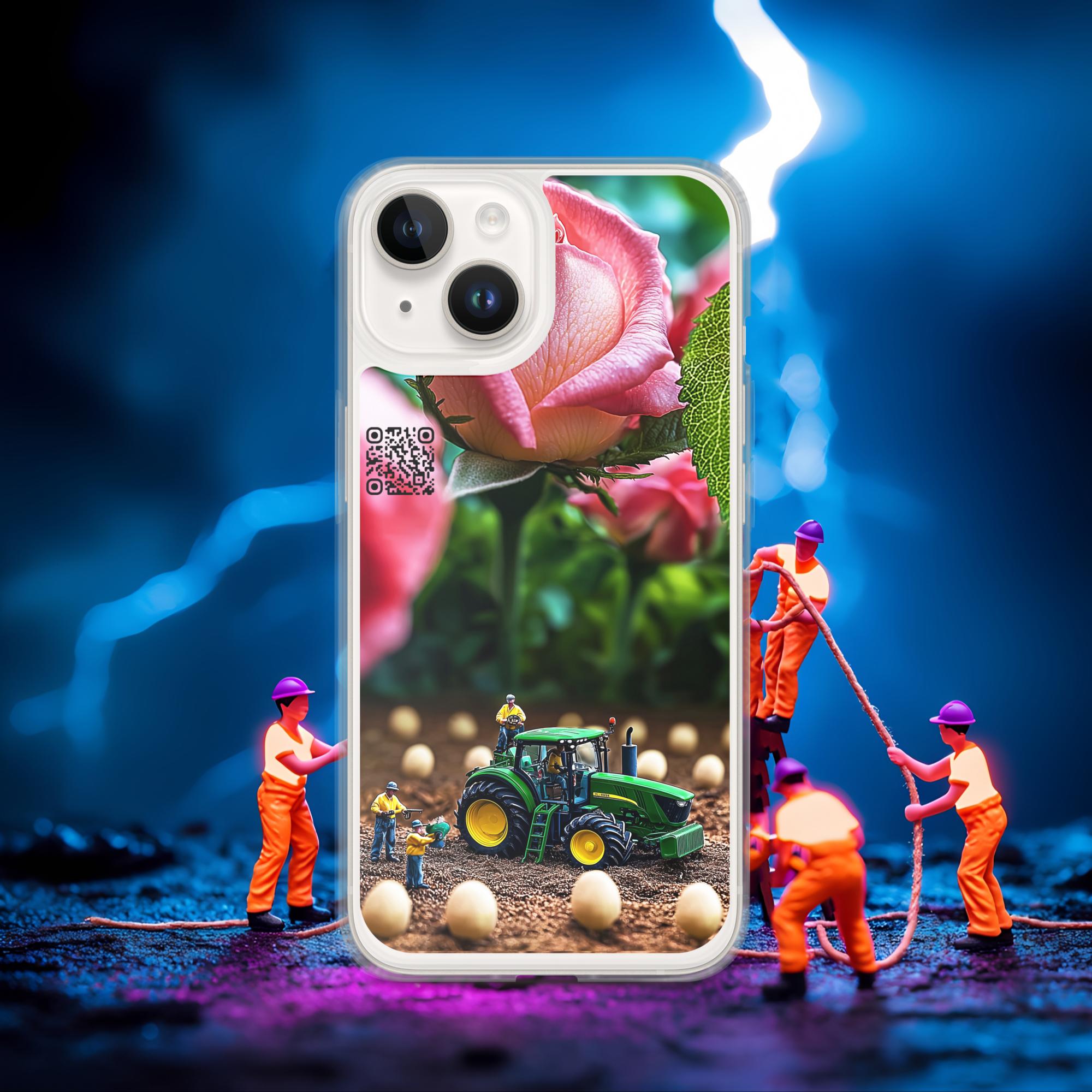 Tiny Workers™ – Giant Rose – Limited QR Music Case for iPhone® | FlexSafe™ – Phone Case | QR Music Drop by uBelong2.us | Variant: iPhone 14