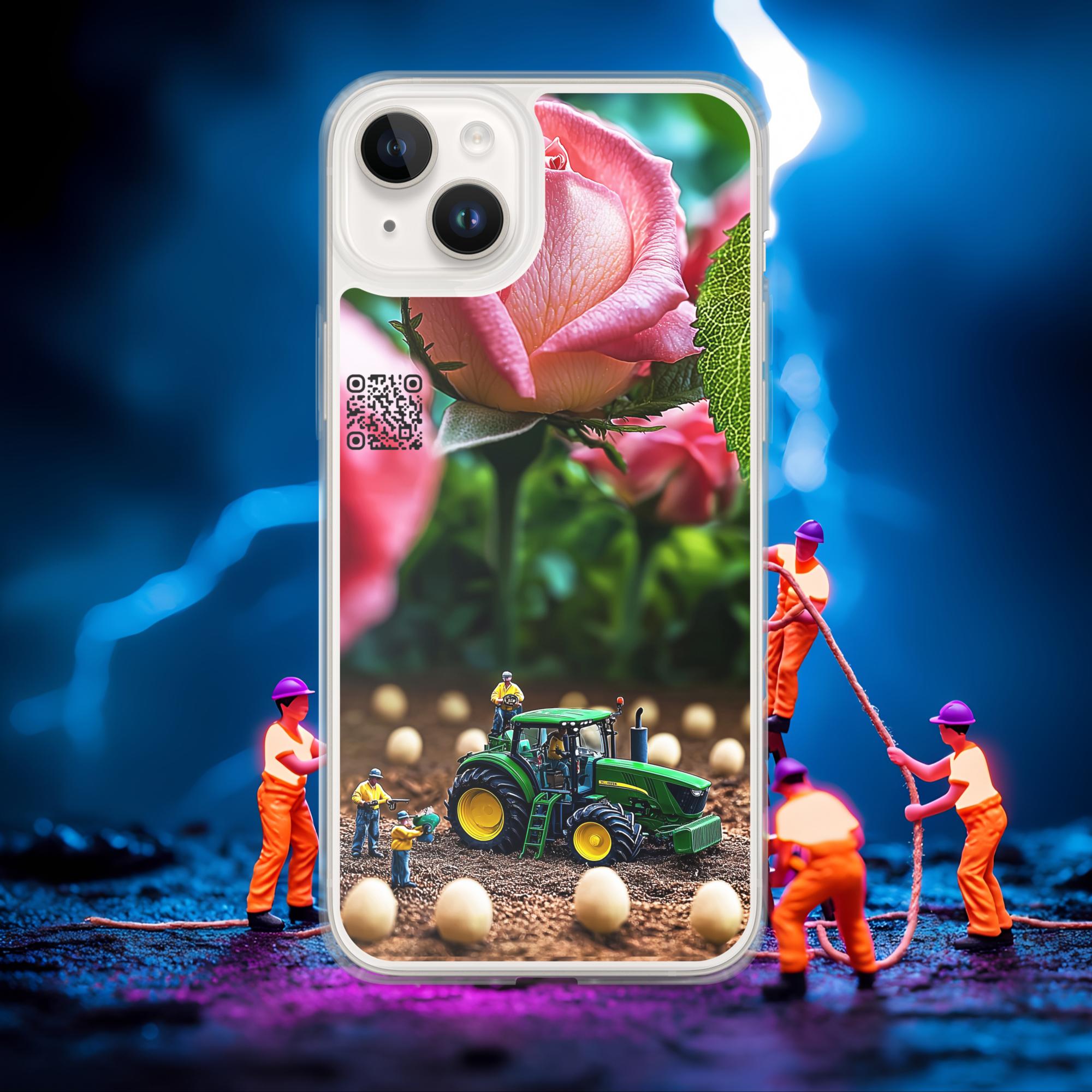 Tiny Workers™ – Giant Rose – Limited QR Music Case for iPhone® | FlexSafe™ – Phone Case | QR Music Drop by uBelong2.us | Variant: iPhone 14 Plus