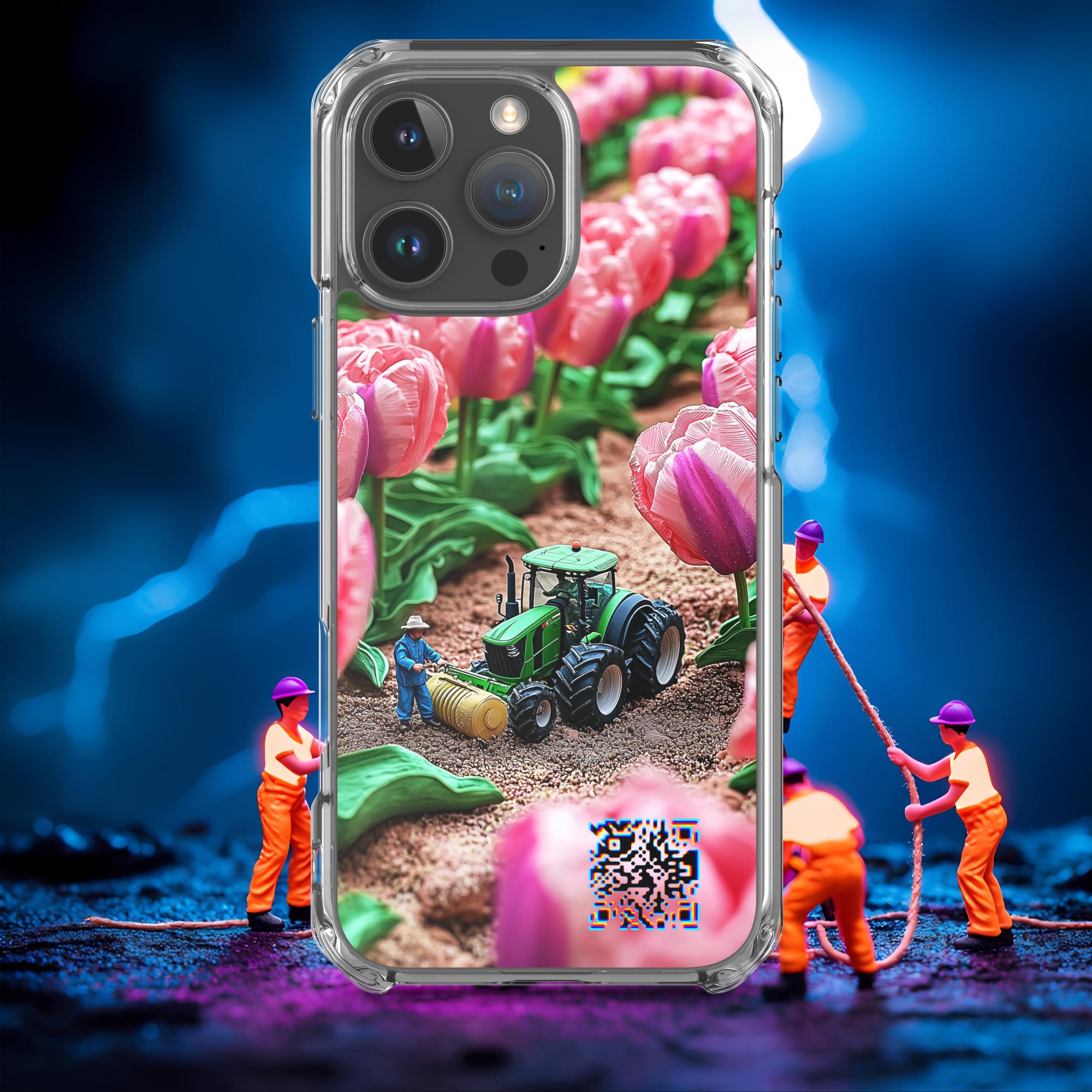 Tiny Workers™ – Spring Tulipans – Limited QR Music Case for iPhone® | FlexSafe™ – Phone Case | QR Music Drop by uBelong2.us | Variant: iPhone 16 Pro Max