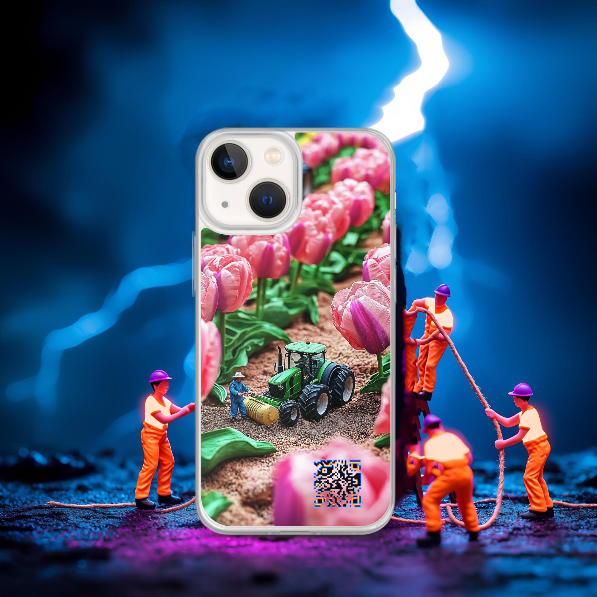 Tiny Workers™ – Spring Tulipans – Limited QR Music Case for iPhone® | FlexSafe™ – Phone Case | QR Music Drop by uBelong2.us | Variant: iPhone 13 mini