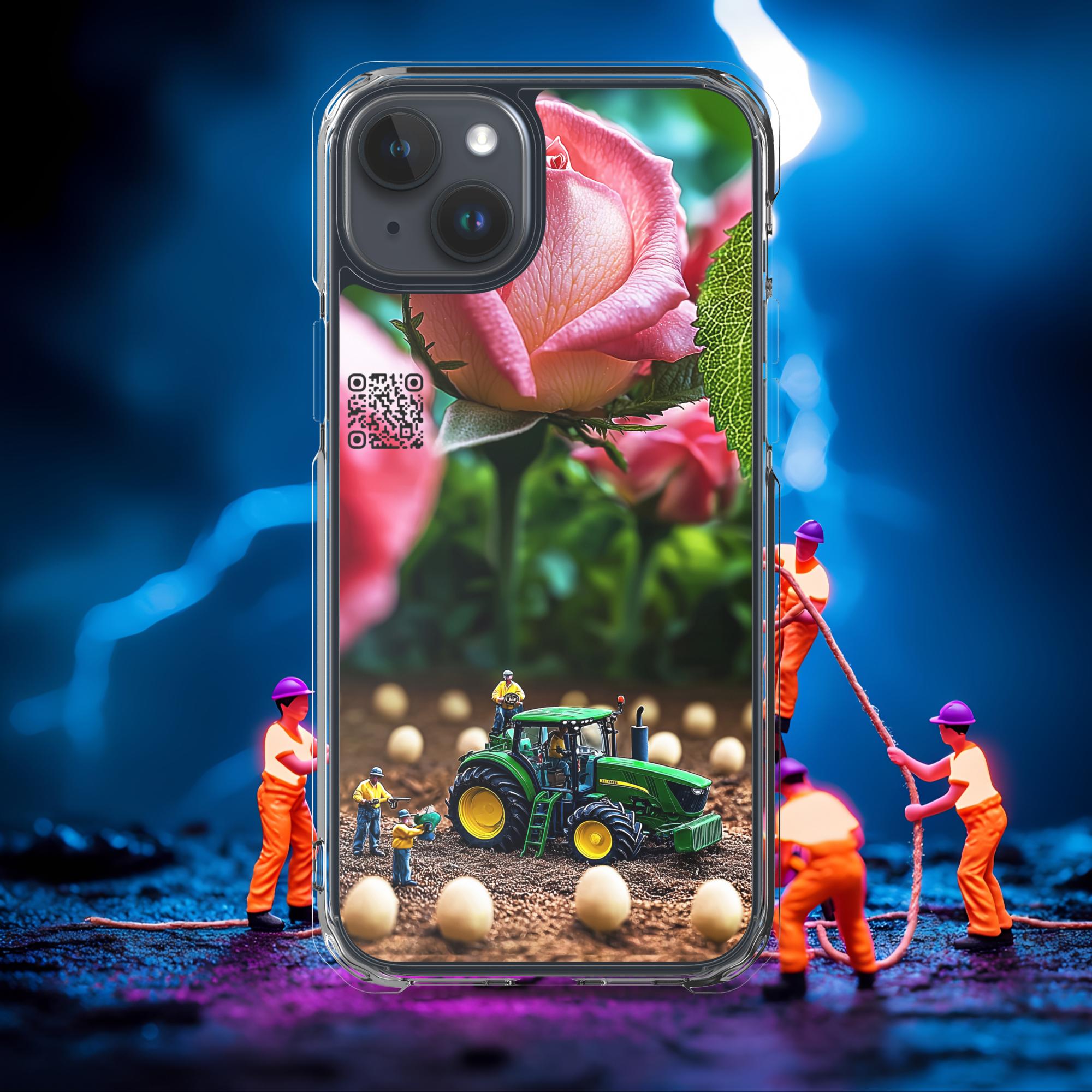 Tiny Workers™ – Giant Rose – Limited QR Music Case for iPhone® | FlexSafe™ – Phone Case | QR Music Drop by uBelong2.us | Variant: iPhone 15 Plus