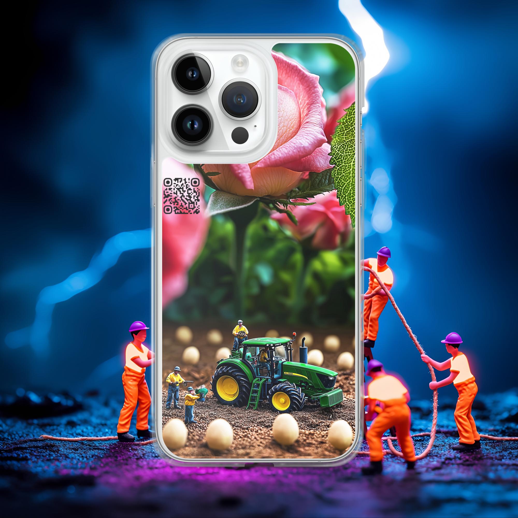 Tiny Workers™ – Giant Rose – Limited QR Music Case for iPhone® | FlexSafe™ – Phone Case | QR Music Drop by uBelong2.us | Variant: iPhone 14 Pro Max