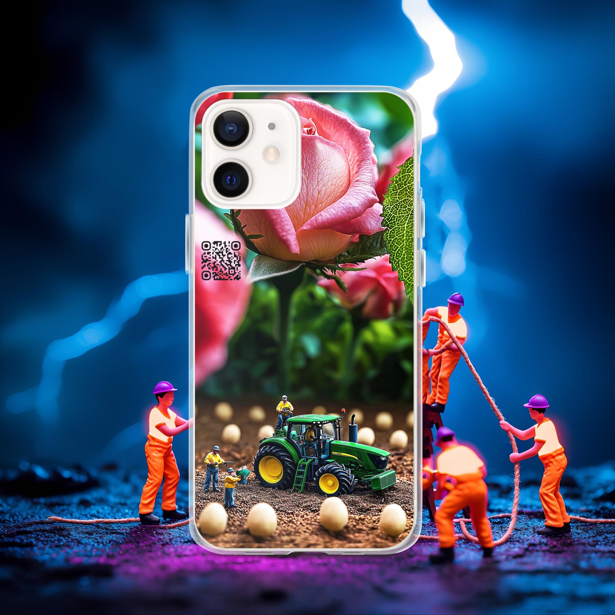 Tiny Workers™ – Giant Rose – Limited QR Music Case for iPhone® | FlexSafe™ – Phone Case | QR Music Drop by uBelong2.us | Variant: iPhone 12