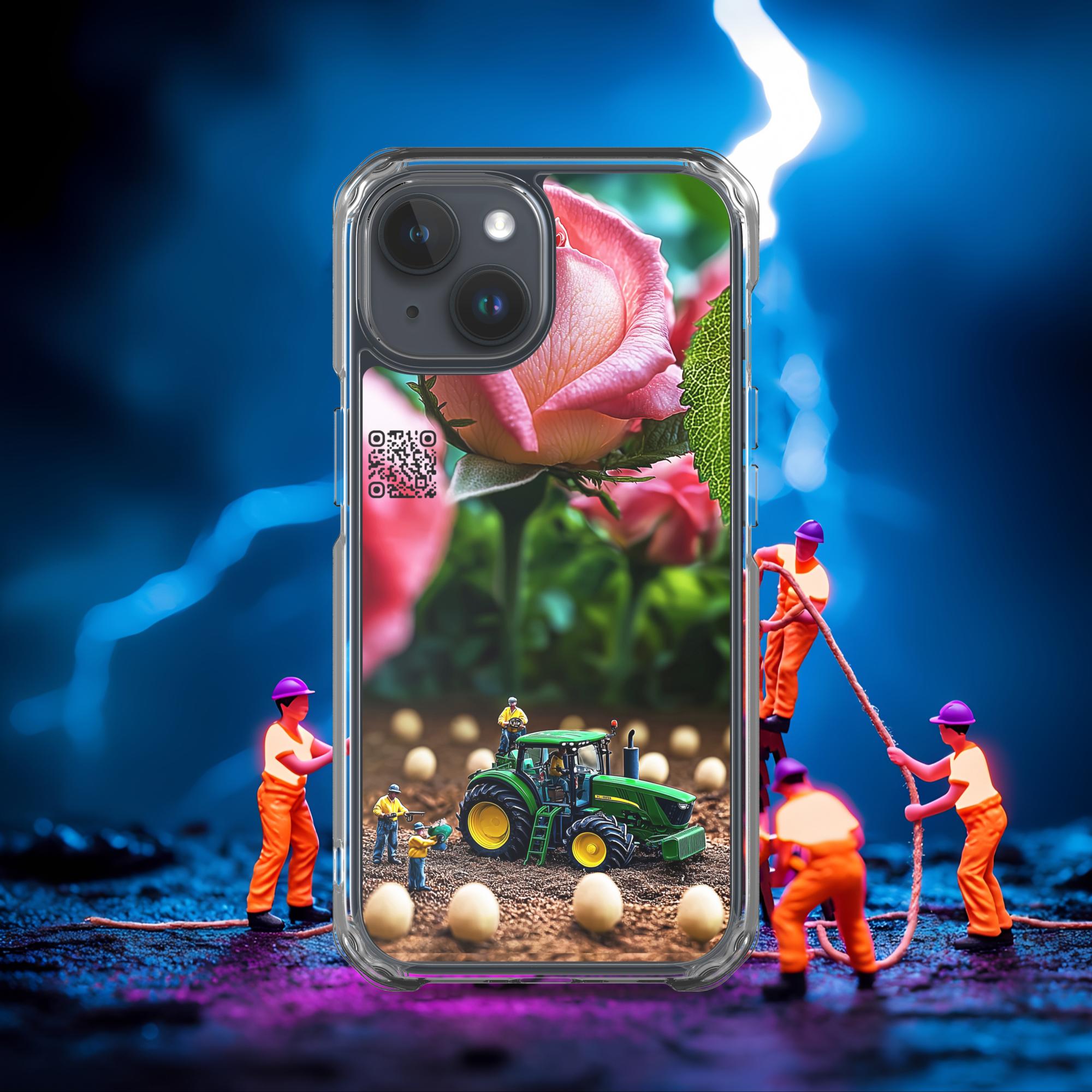 Tiny Workers™ – Giant Rose – Limited QR Music Case for iPhone® | FlexSafe™ – Phone Case | QR Music Drop by uBelong2.us | Variant: iPhone 15